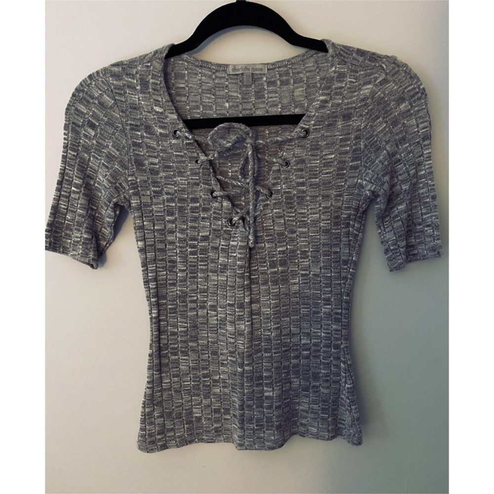 Lace up Ribbed Top